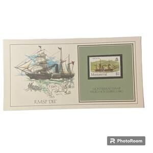 Vtg 1847 RMSP Dee Montserrat Stamp Basil Smith Print Issue 1980 Ship Boat